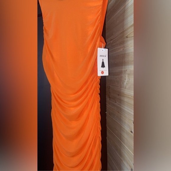 ZESICA Size M Ruched Bodycon Sleeveless Backless Dress Ruffle Mermaid Cocktail - Picture 7 of 11